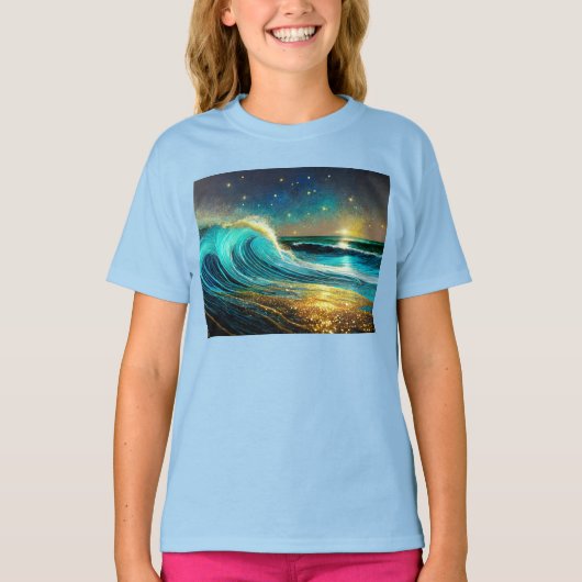 glinsterende divergente oceaangolven t-shirt (Voorkant)