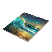 glinsterende divergente oceaangolven tegeltje (Zijkant)