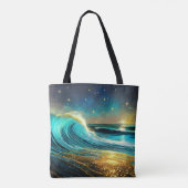 glinsterende divergente oceaangolven tote bag (Achterkant)