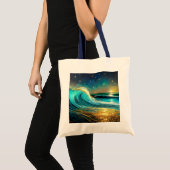 glinsterende divergente oceaangolven tote bag (Voorkant (product))