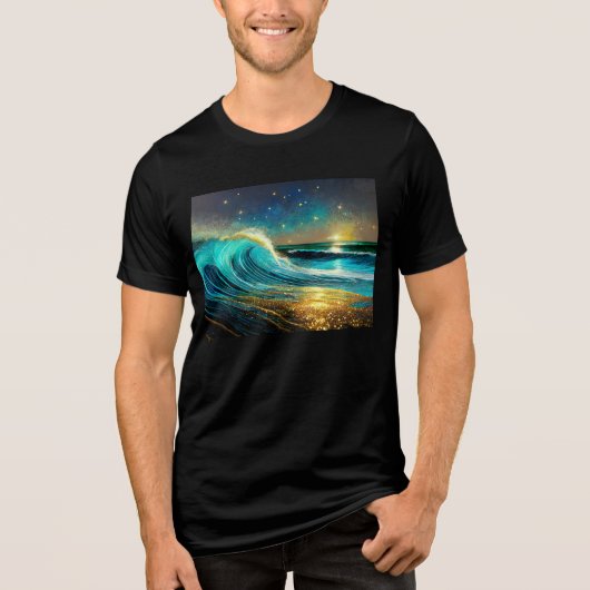 glinsterende divergente oceaangolven Tri-Blend shirt (Voorkant)