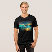 glinsterende divergente oceaangolven Tri-Blend shirt (Voorkant volledig)