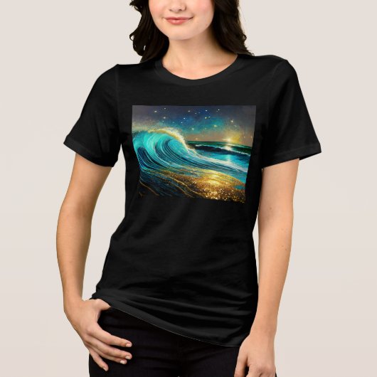 glinsterende divergente oceaangolven Tri-Blend shirt (Voorkant)