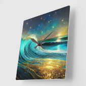 glinsterende divergente oceaangolven vierkante klok (Hoek)