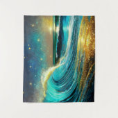 glinsterende divergente oceaangolven wandkleed (Voorkant)