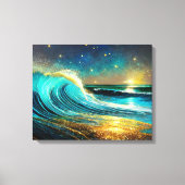 Glinsterende divergerende oceaangolven canvas afdruk (Voorkant)