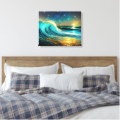 Glinsterende divergerende oceaangolven canvas afdruk (Insitu (Slaapkamer))