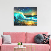 Glinsterende divergerende oceaangolven canvas afdruk (Insitu (Woonkamer))