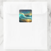Glinsterende divergerende oceaangolven vierkante sticker (Tas)