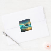 Glinsterende divergerende oceaangolven vierkante sticker (Envelop)