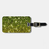 Glinsterende donkergroene gouden glitters bagagelabel (Voorkant horizontaal)