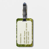 Glinsterende donkergroene gouden glitters bagagelabel (Achterkant verticaal)