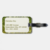 Glinsterende donkergroene gouden glitters bagagelabel (Achterkant horizontaal)