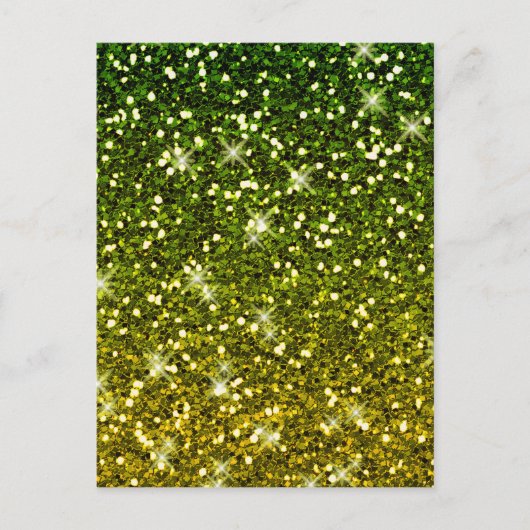 Glinsterende donkergroene gouden glitters briefkaart (Voorkant)