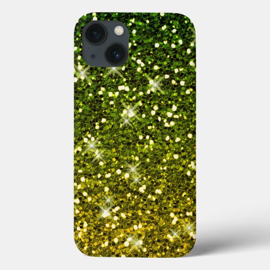 Glinsterende donkergroene gouden glitters Case-Mate iPhone case (Achterkant)