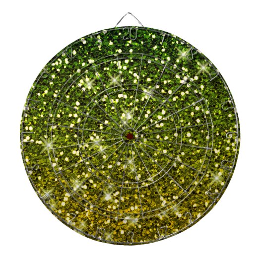Glinsterende donkergroene gouden glitters dartbord (Voorkant)