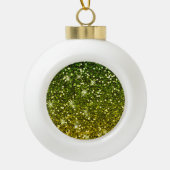 Glinsterende donkergroene gouden glitters keramische bal ornament (Voorkant)
