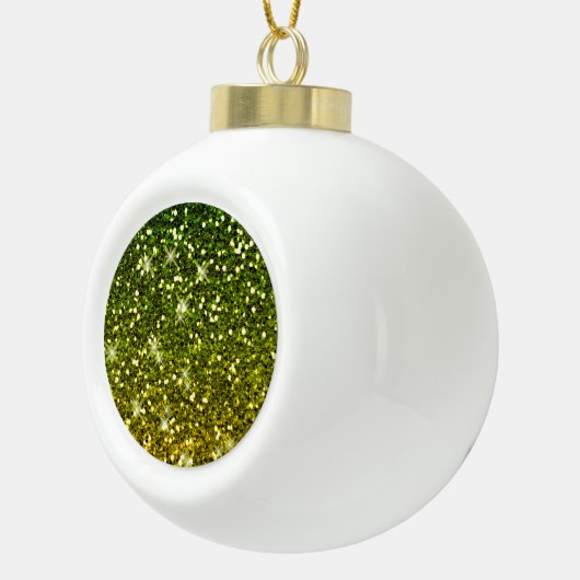Glinsterende donkergroene gouden glitters keramische bal ornament (Rechts)