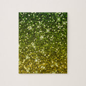 Glinsterende donkergroene gouden glitters legpuzzel (Verticaal)