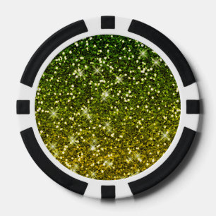 Glinsterende donkergroene gouden glitters pokerchips