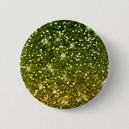 Glinsterende donkergroene gouden glitters ronde button 5,7 cm (Voorkant)