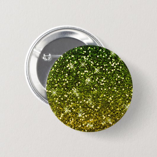 Glinsterende donkergroene gouden glitters ronde button 5,7 cm (Voorkant /achterkant)
