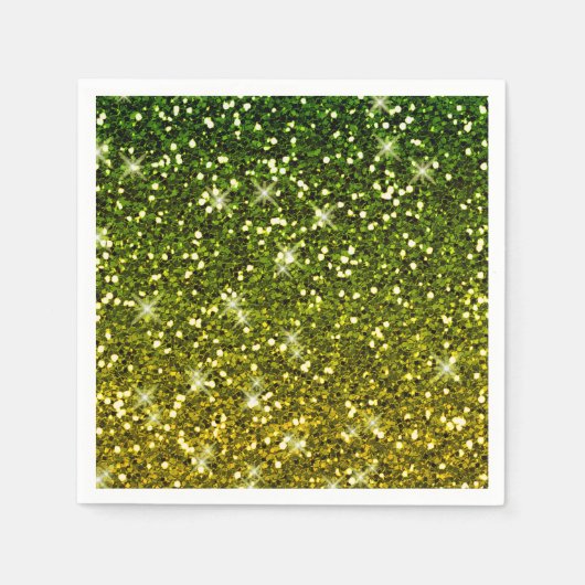 Glinsterende donkergroene gouden glitters servetten (Voorkant)