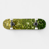 Glinsterende donkergroene gouden glitters skateboard (Horizontaal)