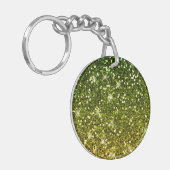 Glinsterende donkergroene gouden glitters sleutelhanger (Voorkant Links)