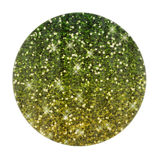 Glinsterende donkergroene gouden glitters snijplank (Voorkant)