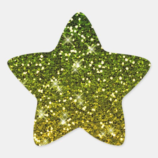 Glinsterende donkergroene gouden glitters ster sticker (Voorkant)
