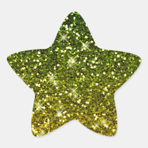 Glinsterende donkergroene gouden glitters ster sticker