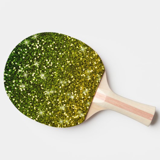 Glinsterende donkergroene gouden glitters tafeltennisbatje (Zijkant)
