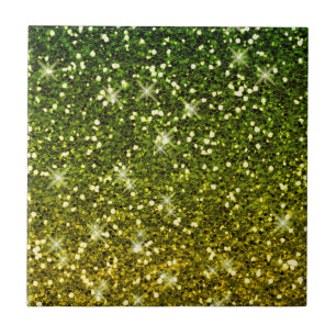Glinsterende donkergroene gouden glitters tegeltje