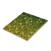 Glinsterende donkergroene gouden glitters tegeltje (Zijkant)