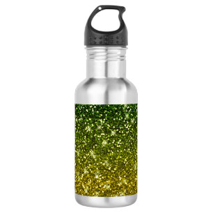 Glinsterende donkergroene gouden glitters waterfles