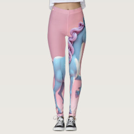 Glinsterende eenhoorn silhouet op een pastel roze  leggings