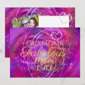 Glinsterende Fabulous Mom Magenta Kaart (Voorkant / Achterkant)