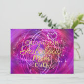 Glinsterende Fabulous Mom Magenta Kaart (Staand voorkant)
