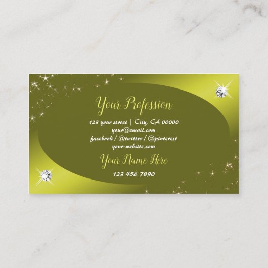 Glinsterende Gele Glitter Sterren Juwelen Glamoure Visitekaartje (Achterkant)