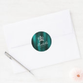 Glinsterende Glamour Crown Green Ronde Sticker (Envelop)
