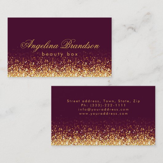 Glinsterende Gold Beauty Expert Donkere Bourgondis Visitekaartje (Voorkant / Achterkant)