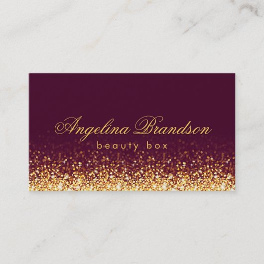 Glinsterende Gold Beauty Expert Donkere Bourgondis Visitekaartje (Voorkant)