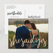 Glinsterende Gold Save the Date Briefkaart (Voorkant / Achterkant)