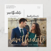 Glinsterende Gold Save the Date Briefkaart (Voorkant / Achterkant)