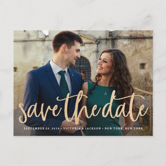 Glinsterende Gold Save the Date Briefkaart (Voorkant)