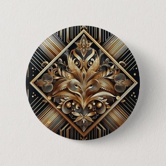 Glinsterende Gold Stripes Buttonnen Ronde Button 5,7 Cm (Voorkant)