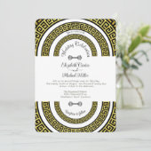 Glinsterende Golden Folie Effect Greek Meander Inf Kaart (Staand voorkant)