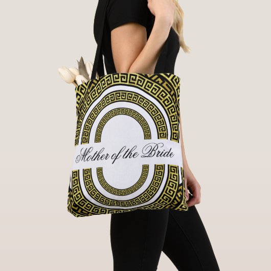 Glinsterende Golden Folie Effect Greek Meander Inf Tote Bag (Dichtbij)