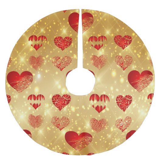 Glinsterende gouden achtergrond en harten kerstboom rok (Voorkant)